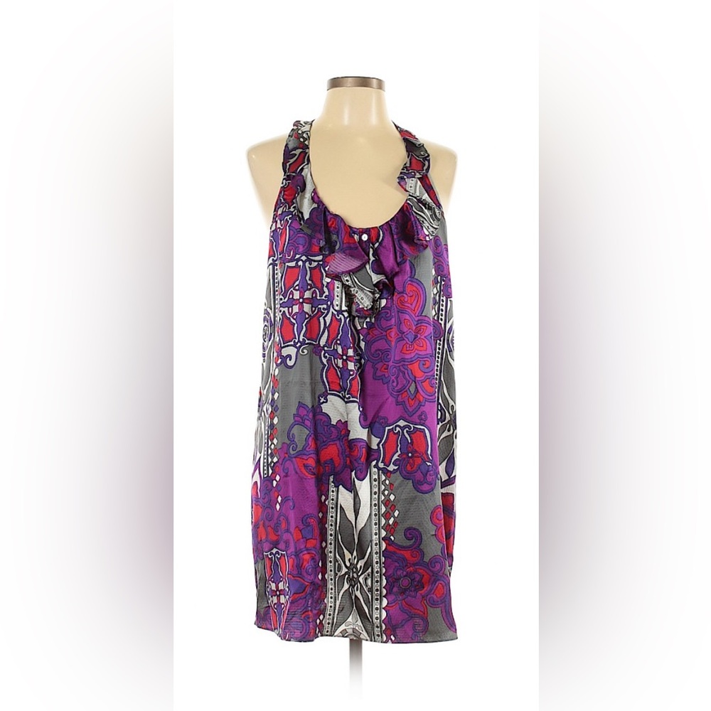 Alice & Trixie Vibrant Silk Racerback Mini Dress - Large